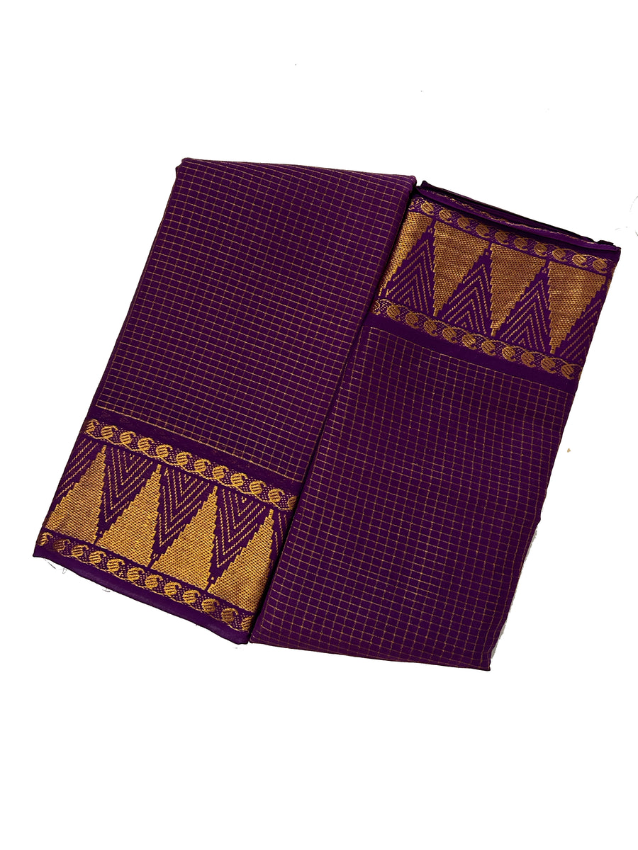 Terracotta red annam chakram with checked kanchipuram silk saree, zari border of gopuram, iruthalai pakshi, mayil kann, and yaali designs, and intricate pallu main image 1