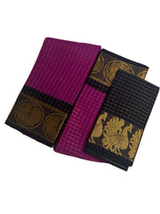 Madurai Sungudi Cotton Medium Zari Checked Contrast