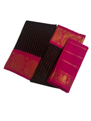 Madurai Sungudi Cotton Medium Zari Checked Contrast