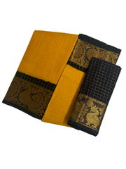 Madurai Sungudi Cotton Medium Zari Checked Contrast