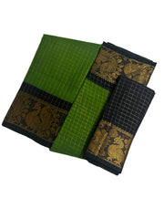 Madurai Sungudi Cotton Medium Zari Checked Contrast