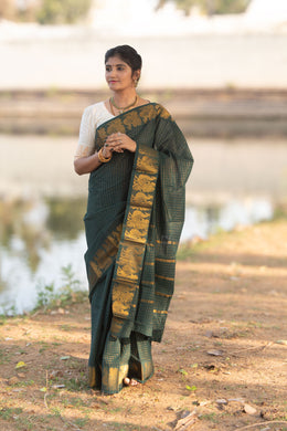 Medium Zari Checked Self Color