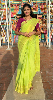 Tissue Border & Body Plain without Blouse Self Color