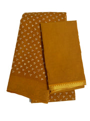 Madurai Sungudi Cotton Traditional Three Dot design Wax Print Saree With Blouse & Zari Border