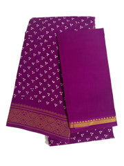 Madurai Sungudi Cotton Traditional Three Dot design Wax Print Saree With Blouse & Zari Border