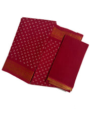 Madurai Sungudi Cotton Traditional Three Dot design Wax Print Saree With Blouse & Zari Border