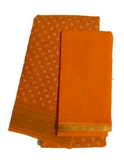 Madurai Sungudi Cotton Traditional Three Dot design Wax Print Saree With Blouse & Zari Border