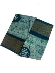 Madurai Sungudi Cotton Poonam with Wax (Batik) Print with  Zari Border & Blouse