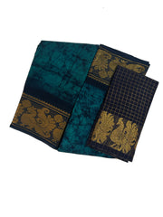 Madurai Sungudi Cotton Poonam with Wax (Batik) Print with  Zari Border & Blouse