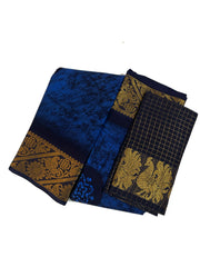 Madurai Sungudi Cotton Poonam with Wax (Batik) Print with  Zari Border & Blouse