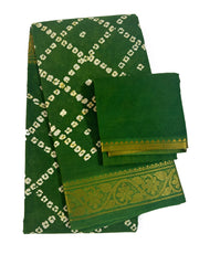 Madurai Sungudi Cotton Traditional Box design Wax Print Saree With Blouse & Zari Border