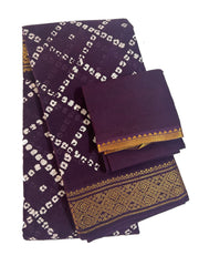 Madurai Sungudi Cotton Traditional Box design Wax Print Saree With Blouse & Zari Border