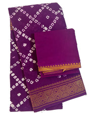 Madurai Sungudi Cotton Traditional Box design Wax Print Saree With Blouse & Zari Border