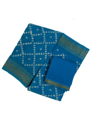 Madurai Sungudi Cotton Traditional Box design Wax Print Saree With Blouse & Zari Border