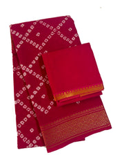Madurai Sungudi Cotton Traditional Box design Wax Print Saree With Blouse & Zari Border