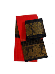 Madurai Sungudi Cotton Medium Zari Checked Contrast