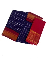 Madurai Sungudi Cotton Saree-Wax (Batik) Print With Traditional  Sungudi Dot Design with Blouse