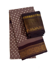 Madurai Sungudi Cotton Saree-Wax (Batik) Print With Traditional  Sungudi Dot Design with Blouse