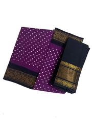 Madurai Sungudi Cotton Saree-Wax (Batik) Print With Traditional  Sungudi Dot Design with Blouse