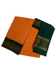Madurai Sungudi Cotton Saree-Wax (Batik) Print With Traditional  Sungudi Dot Design with Blouse