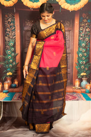 Madurai Sungudi Cotton  - Poonam Putta with Medium Zari Border & Blouse