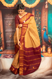 Madurai Sungudi Cotton  - Poonam Putta with Medium Zari Border & Blouse
