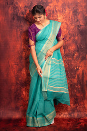 Tissue Border & Body Plain without Blouse Self Color