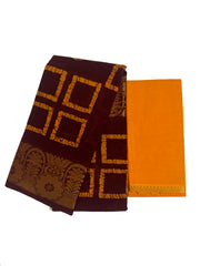 Madurai Sungudi Cotton Traditional Square Box design Wax Print Saree With Blouse & Zari Border
