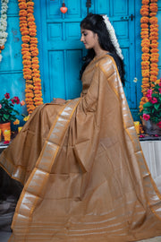 Madurai Sungudi Cotton Saree - Medium Silver Zari Checked Self Color with Blouse