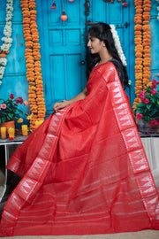 Madurai Sungudi Cotton Saree - Medium Silver Zari Checked Self Color with Blouse