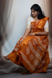 Madurai Sungudi Cotton Traditional Square Box design Wax Print Saree With Blouse & Zari Border