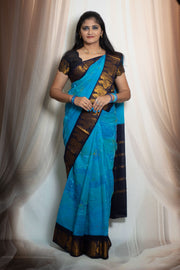 Marble Design Printed  Saree with Medium Zari Border