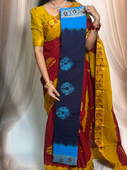 Madurai Sungudi Cotton Saree - Thread Border Traditional  Bhandhini Design Without Blouse