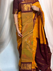 Marble Design Printed  Saree with Medium Zari Border