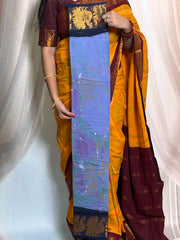 Marble Design Printed  Saree with Medium Zari Border