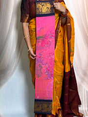 Marble Design Printed  Saree with Medium Zari Border