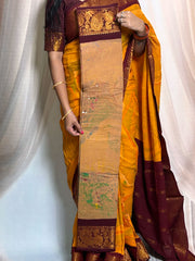 Marble Design Printed  Saree with Medium Zari Border