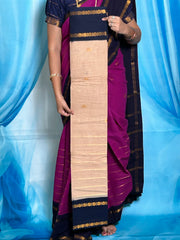 Madurai Sungudi Cotton Zari Putta and Velthari Ruthratcham Contrast Color with Zari Border (Half & Half) with Blouse