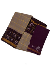 Vanaja Check Medium Zari Border Contrast Color with Wax Print & Blouse