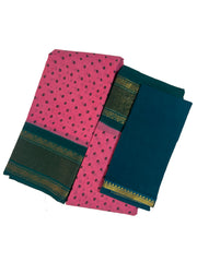 Madurai Sungudi Cotton Saree Body Sungudi Design with Blouse Contrast Color Tissue Border