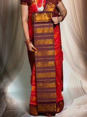 Madurai Sungudi Cotton Saree - Tissue Velthari Design Medium Silver Zari Border Contrast Color With Running Blouse