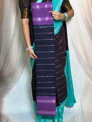 Madurai Sungudi Cotton Saree - Kammal Velthari Design Medium Silver Zari Border Contrast Color Without Blouse