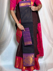 Madurai Sungudi Cotton Saree - Mayuri Design Big Zari Border Contrast Color With Blouse