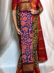 Kalamkari Sungudi Saree - Medium Zari Border with Blouse