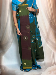 Madurai Sungudi Cotton Saree - Vesti  Border Traditional with Bhandhini Design Without Blouse