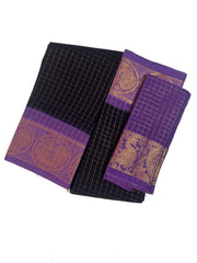 Madurai Sungudi Cotton Medium Zari Checked Contrast