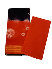 Madurai Sungudi Cotton Saree - Amala Gold Zari Border Bandhini(Tie & Dye) With Blouse