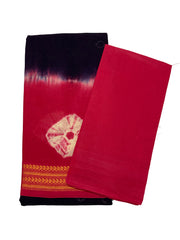 Madurai Sungudi Cotton Saree - Amala Gold Zari Border Bandhini(Tie & Dye) With Blouse