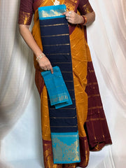 Madurai Sungudi Cotton Saree - Velthari Design Big Zari Border Contrast Color With Blouse