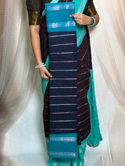 Madurai Sungudi Cotton Saree - Kammal Velthari Design Medium Silver Zari Border Contrast Color Without Blouse